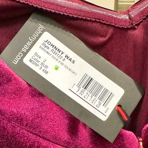 Johnny Was “Burgundy Solid Stretch Velvet Dress” NEVER WORN! Free shipping - Picture 7 of 7